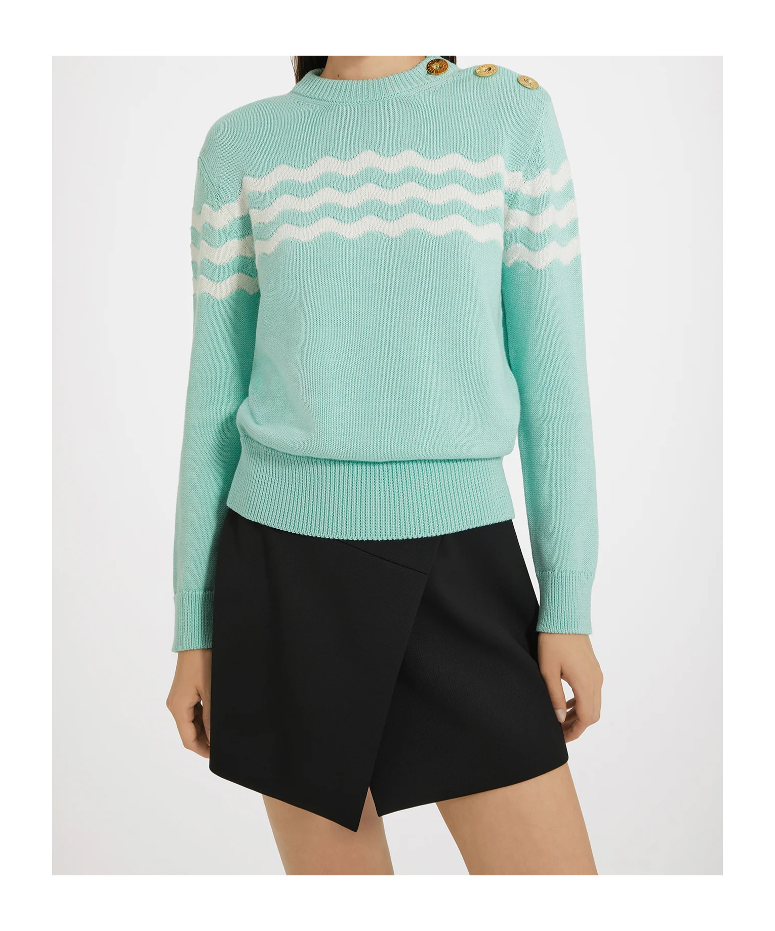 Patou Wave-pattern Crew-neck Jumper In Green