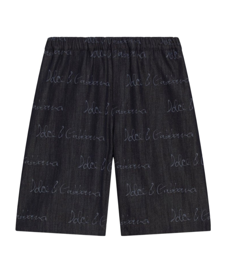 Dolce & Gabbana Denim Shorts With Dolcegabbana Logo In Black