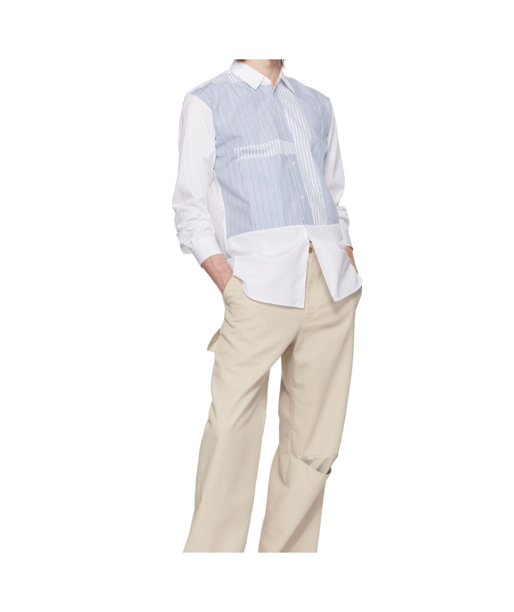 Comme Des Garçons White Long Sleeve Striped Shirt