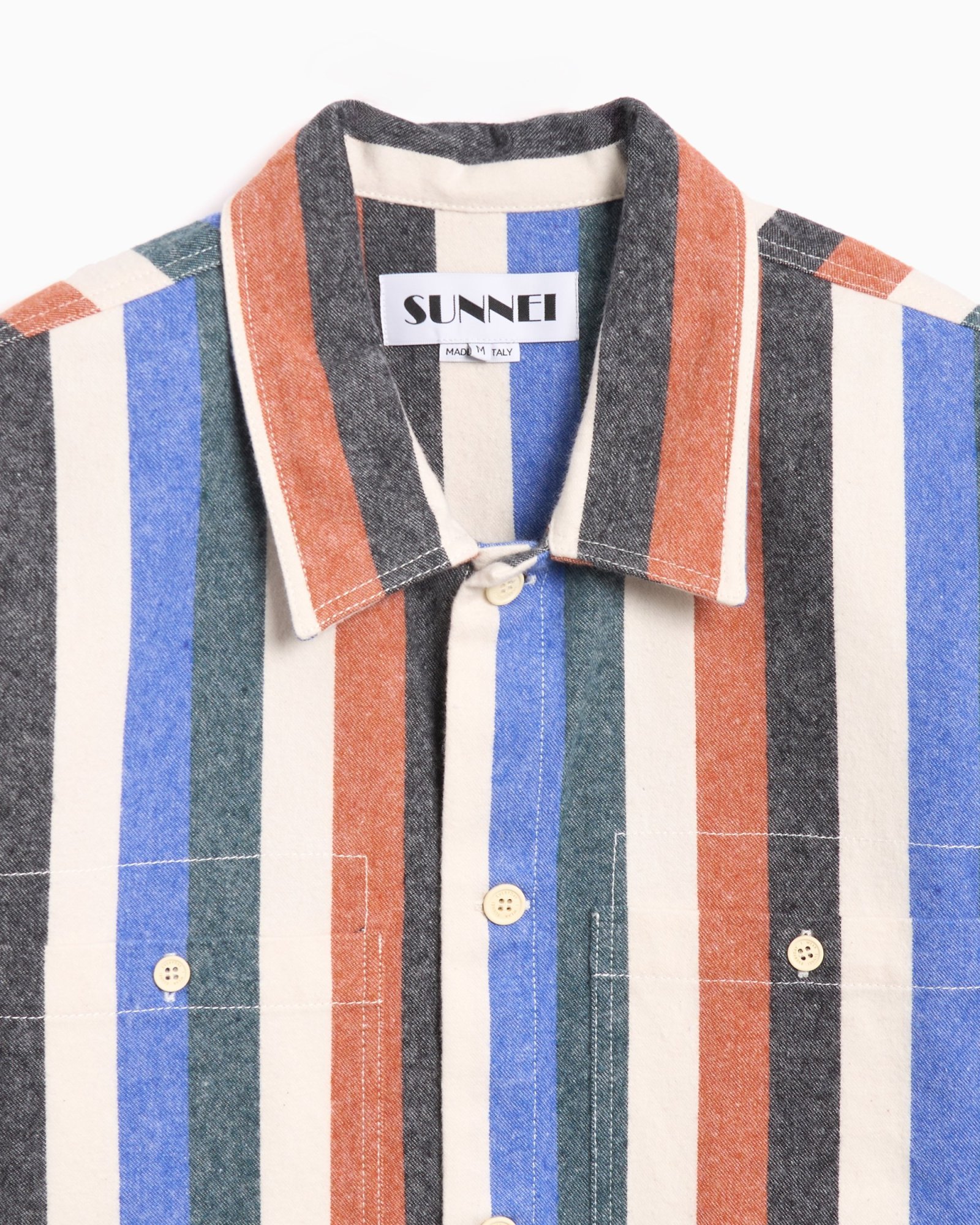 Sunnei Multicolor Striped Over Shirt In White