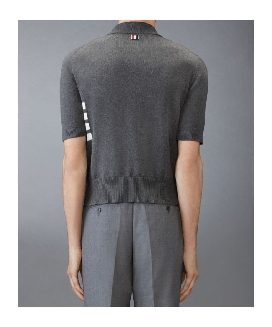 Thom Browne 4-bar Cotton Polo Jumper In Black