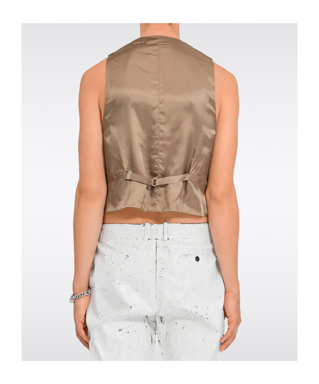 Shop Mm6 Maison Margiela Half-painted Waistcoat In White