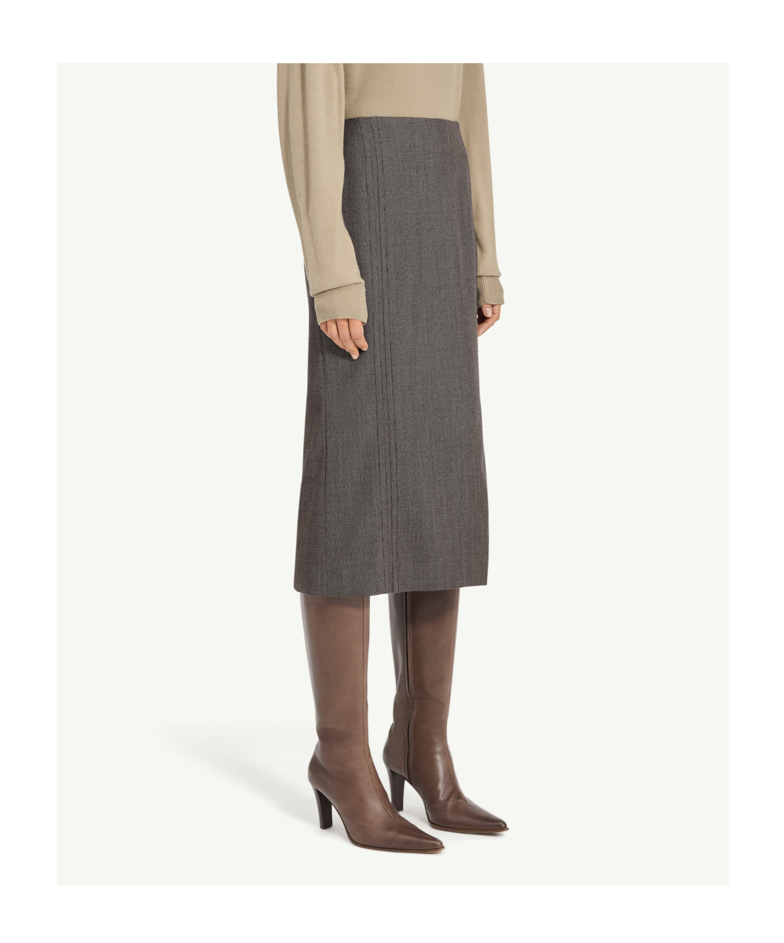 Mm6 Maison Margiela Rear-slit Midi Skirt In Gray