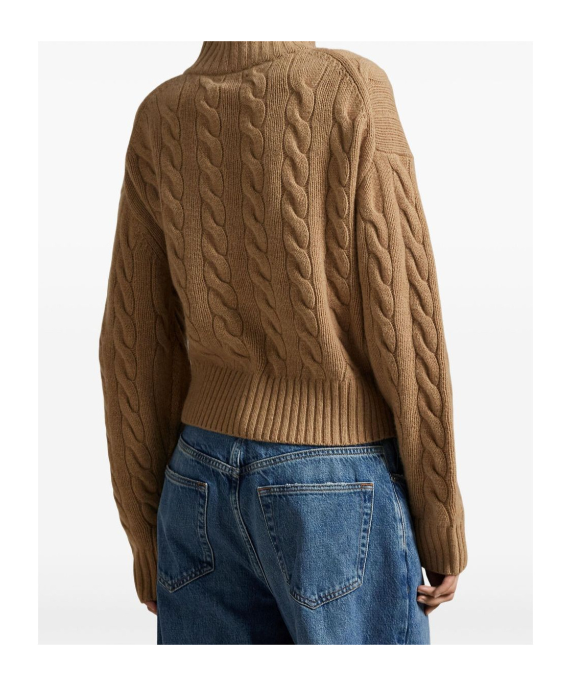 Polo Ralph Lauren Wool And Cashmere Cable-knit Half-zip Sweater In Brown