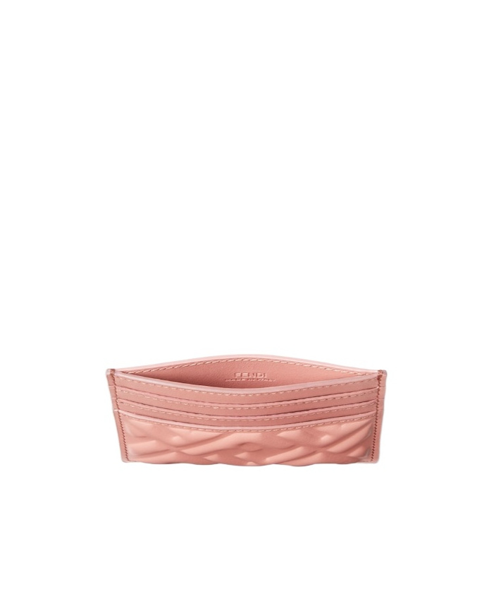 Fendi Pink Nappa Leather Flat Card Case With Ff Motif In Pink