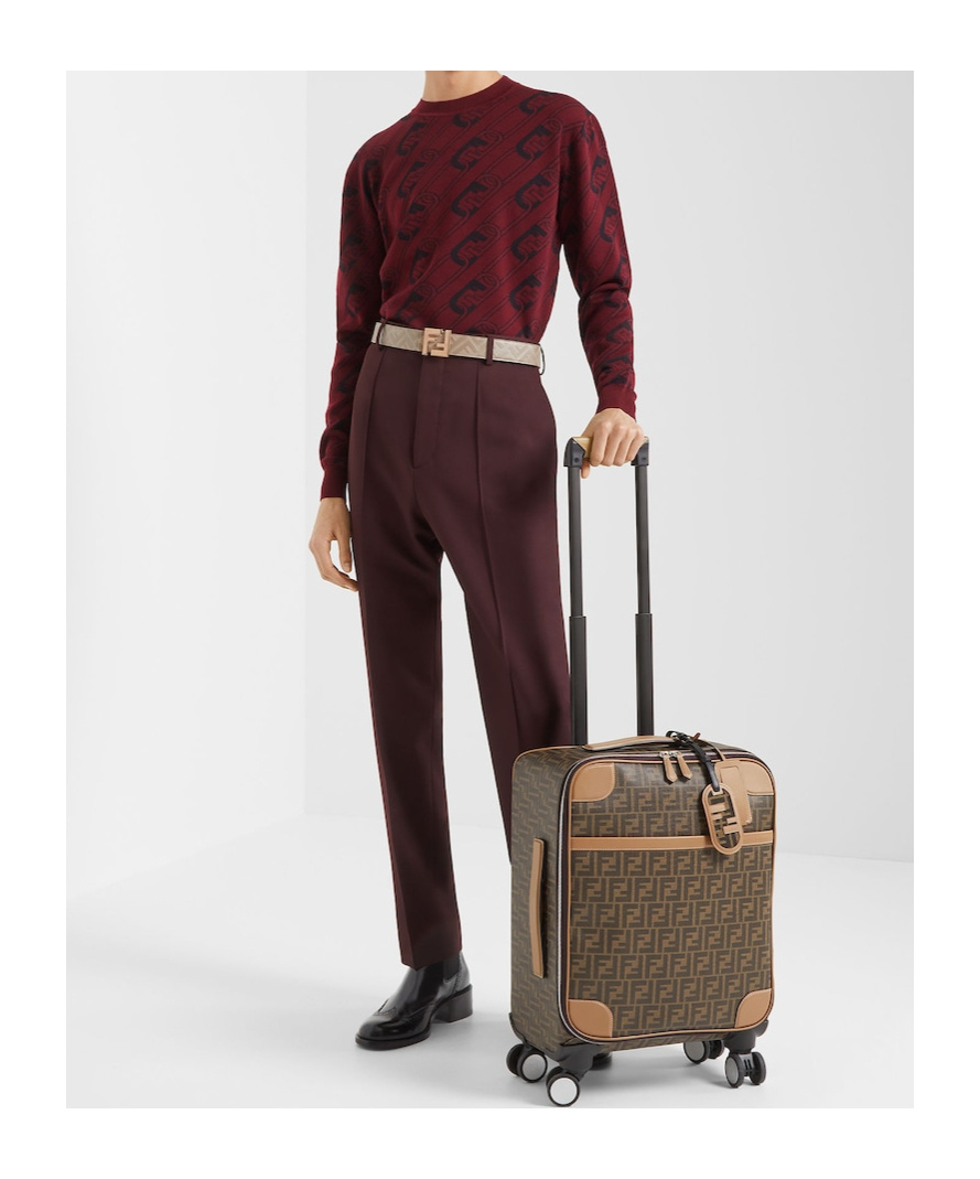 Fendi Ff Print Small Suitcase In Green
