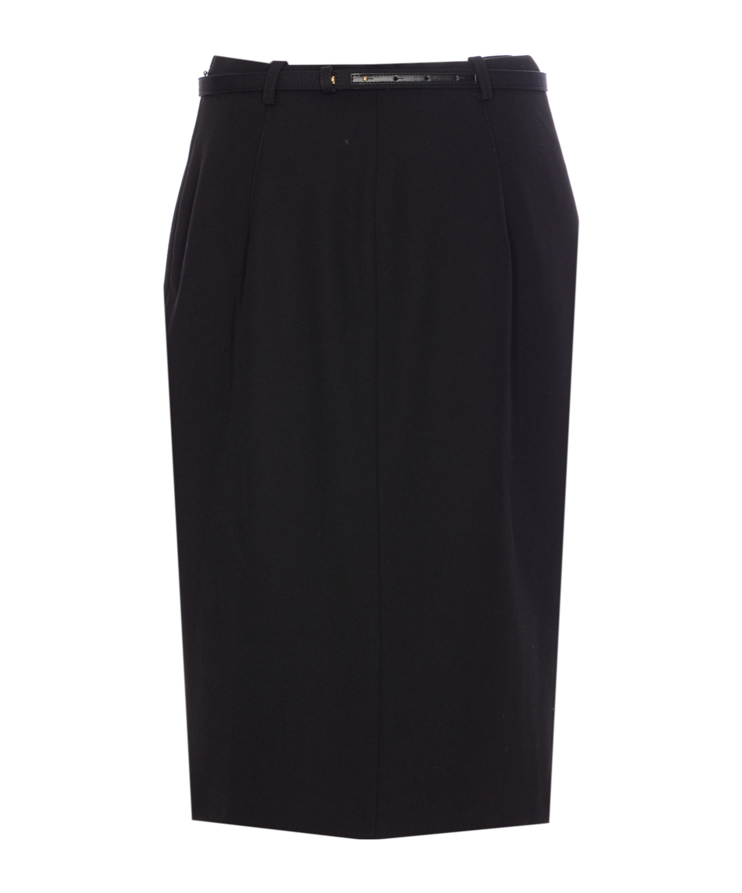 Elisabetta Franchi Belted Skirt With Front Split And Pockets In Black