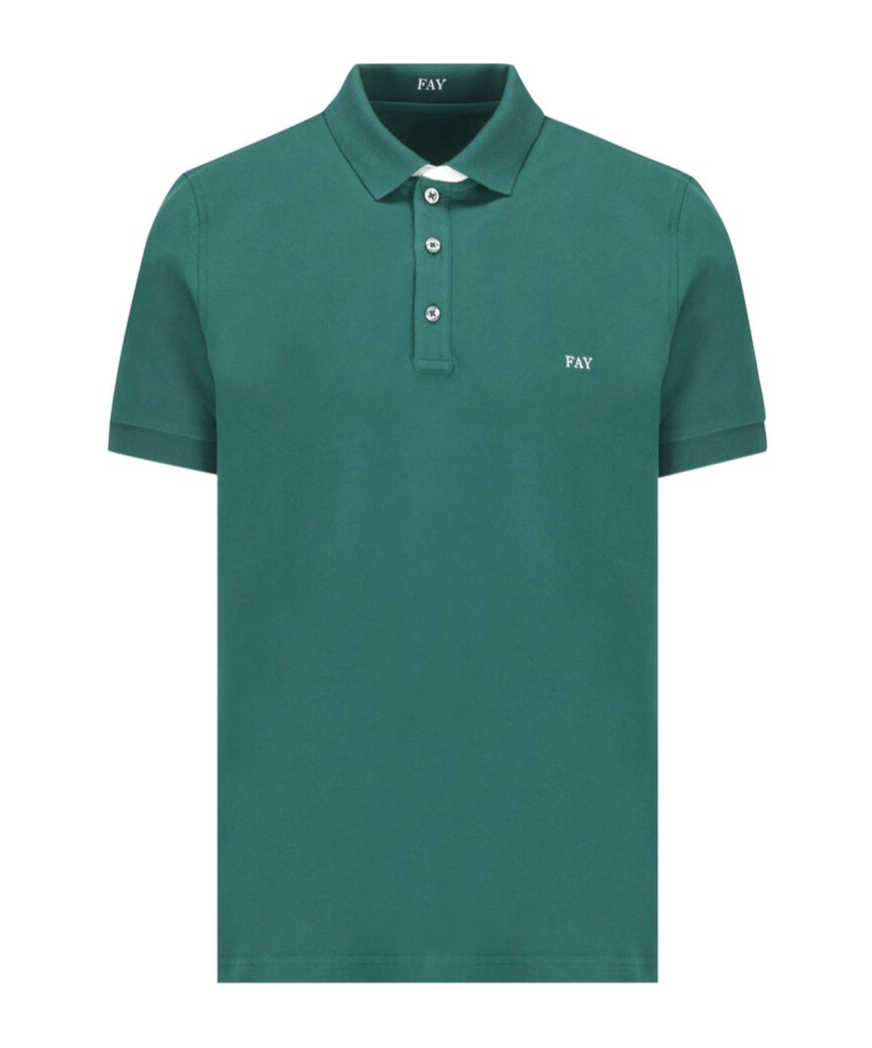 Fay Logo-embroidered Short-sleeved Polo Shirt In Green