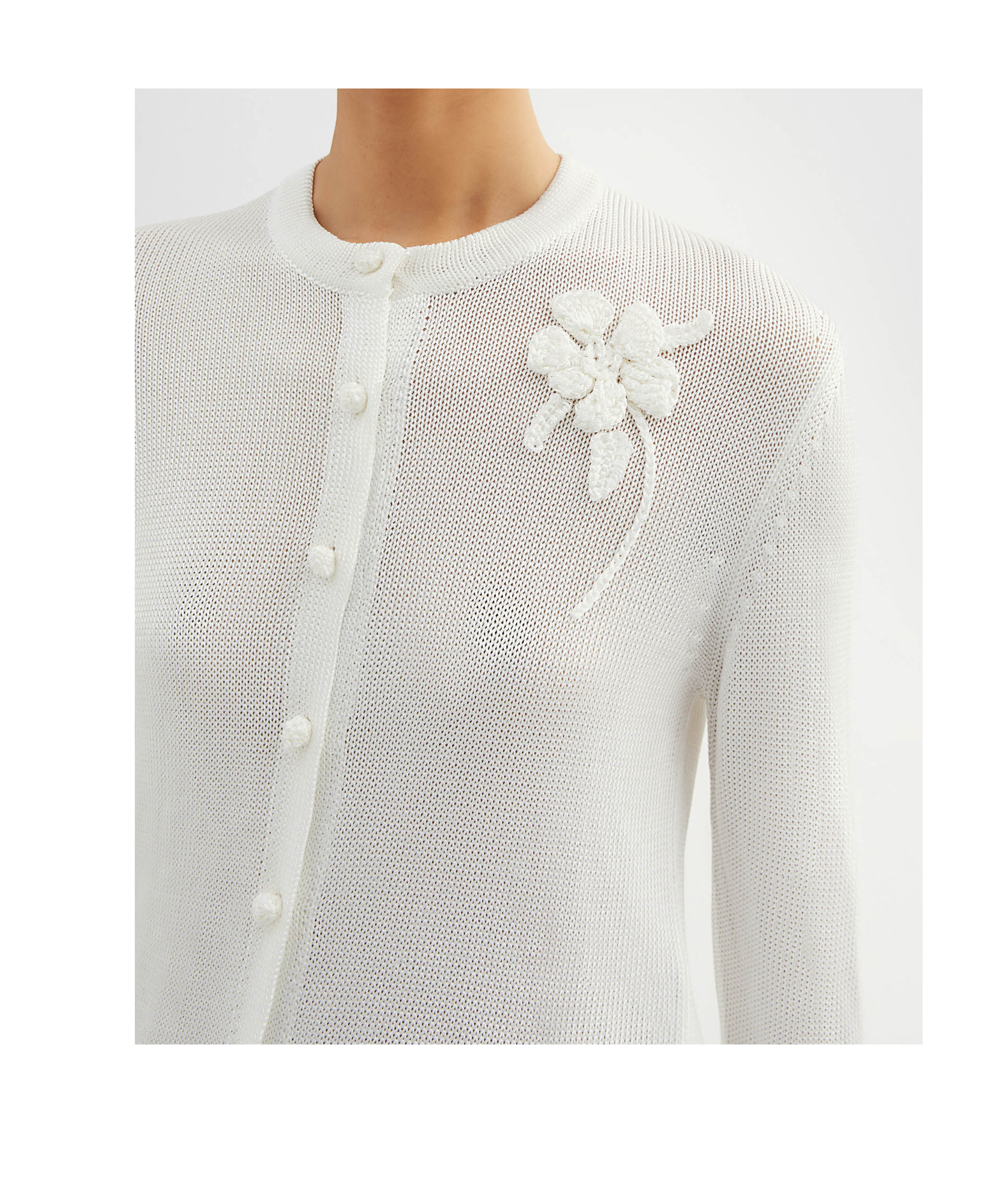 Jil Sander Women's Chaqueta Punto Flor Crudo | Size De36 | J03hp0018j18344103 In Piuma