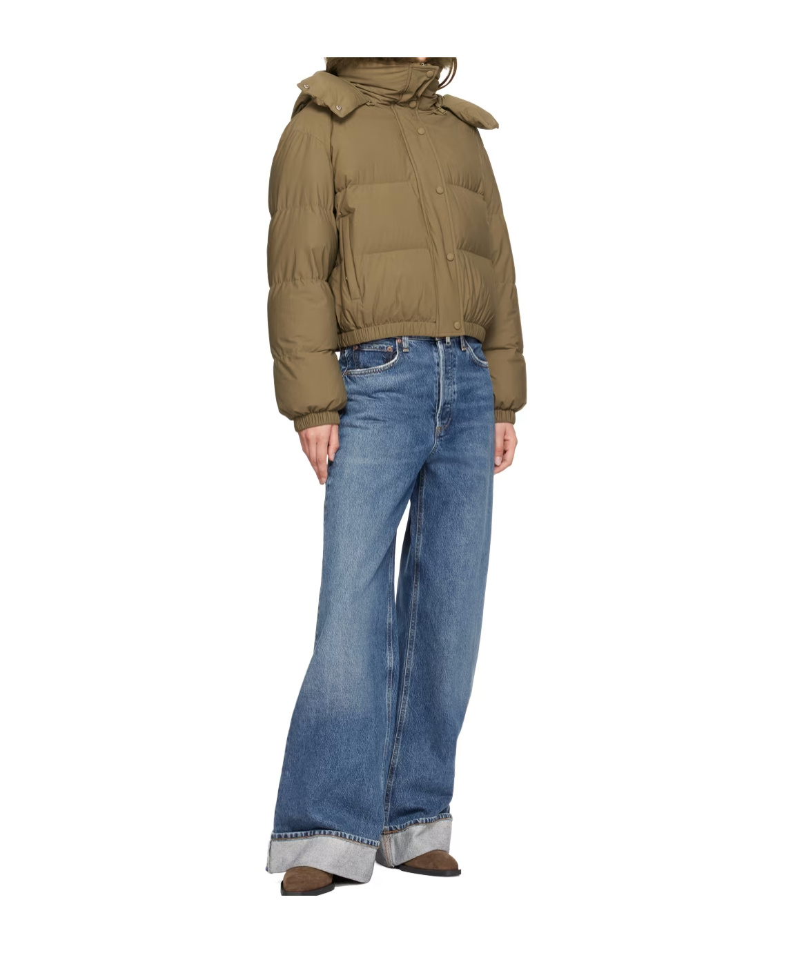Shop Yves Salomon Quilted Zipper Down Jacket In Green