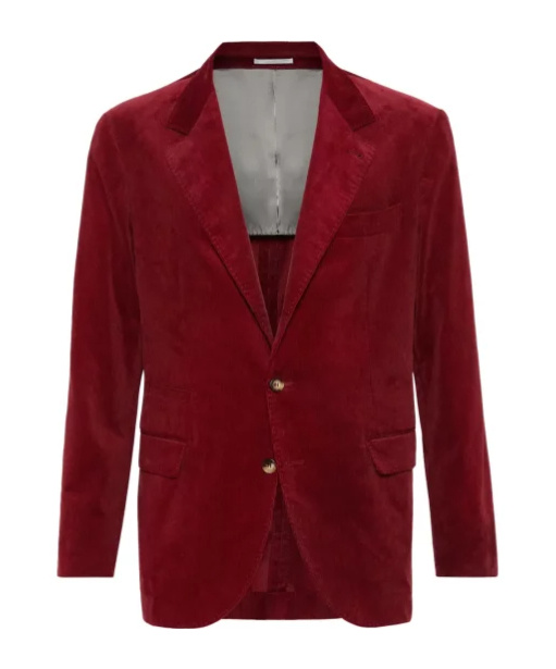 Brunello Cucinelli Sea Island Cotton-corduroy Deconstructed Blazer In Red