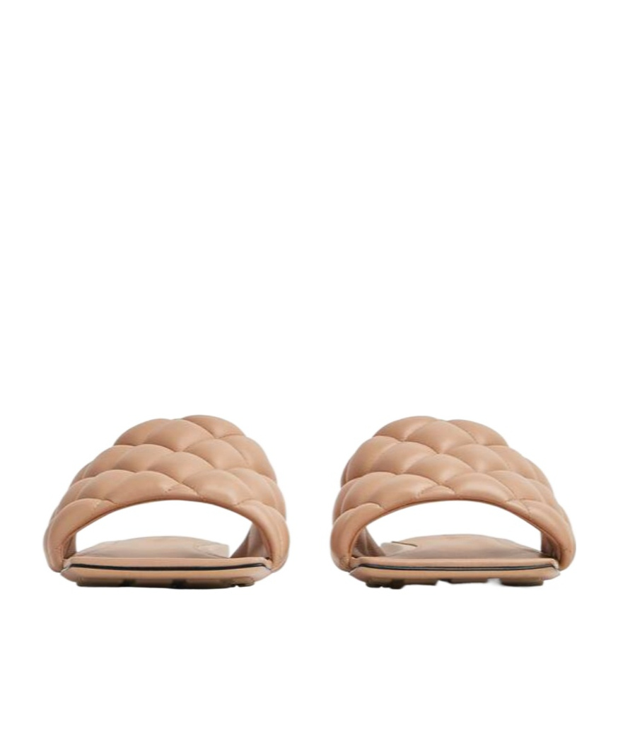 Bottega Veneta Skin Pink Nappa Leather Padded Slippers In Nude
