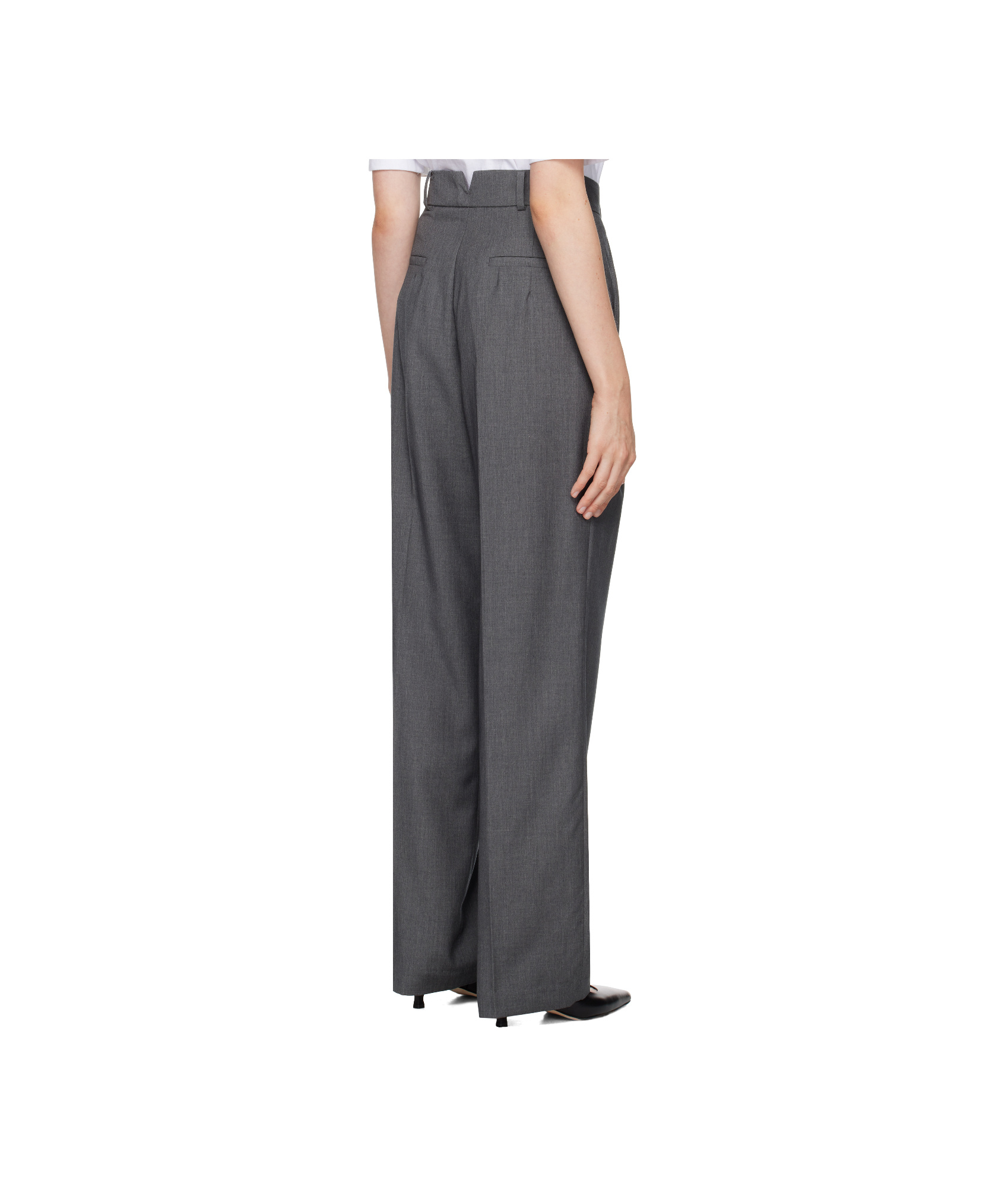 THE FRANKIE SHOP GRAY GELSO PLEATED TROUSERS