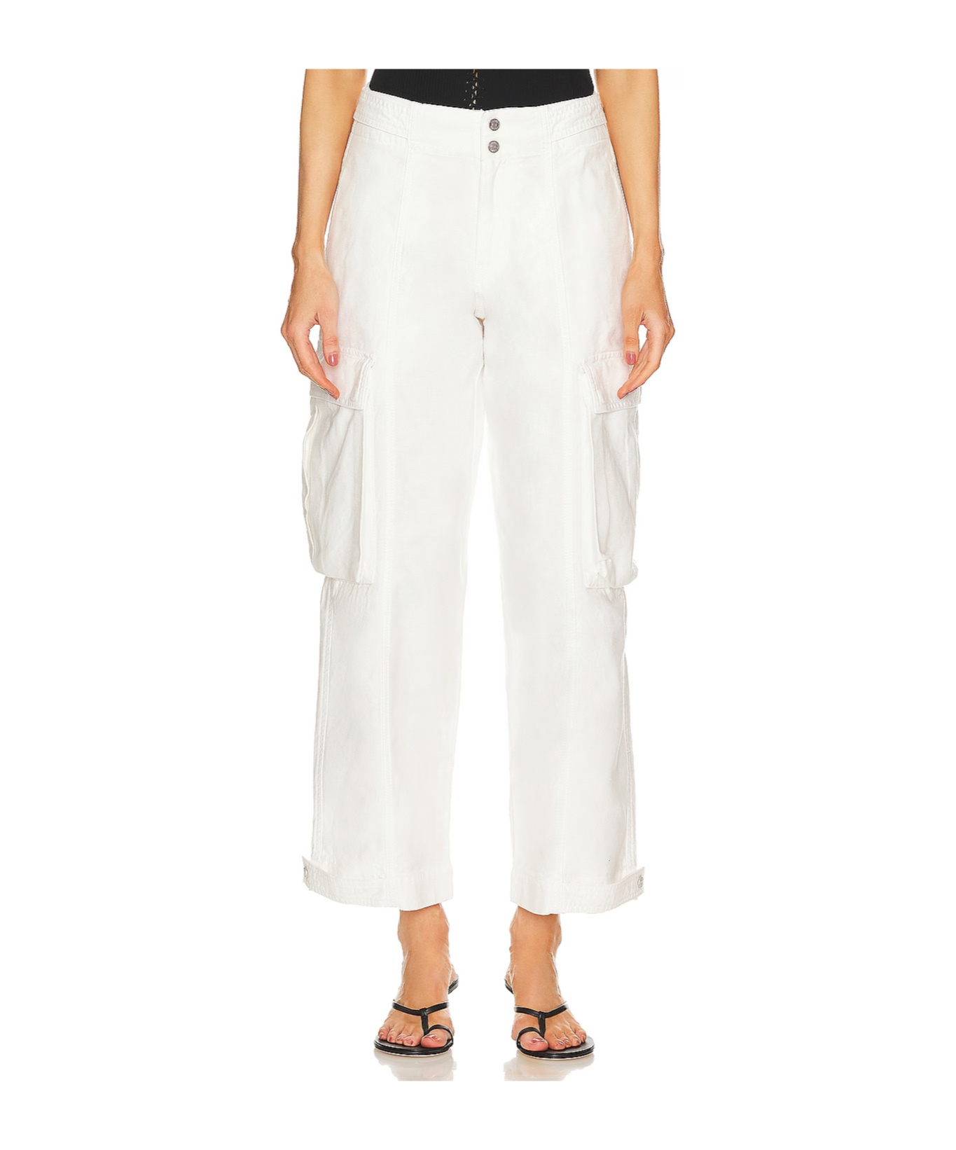 Frame Wide-leg Cargo Trousers In White