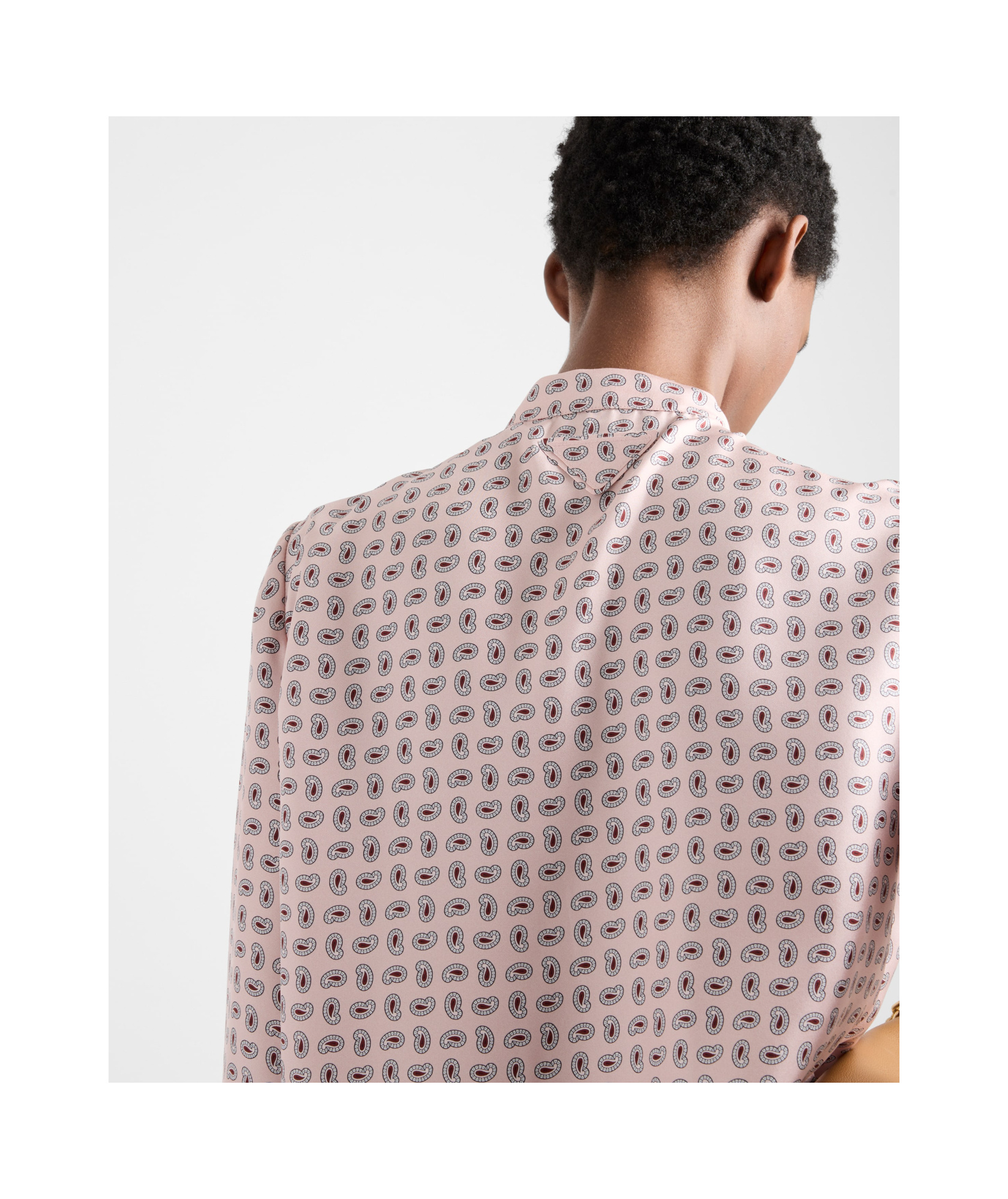Prada Printed Twill Silk Mini Dress In Snow Pink
