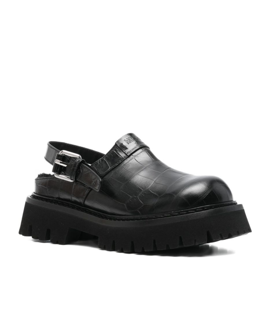 Moschino Chunky Platform Slingback Sandals Buckle Detail In Black