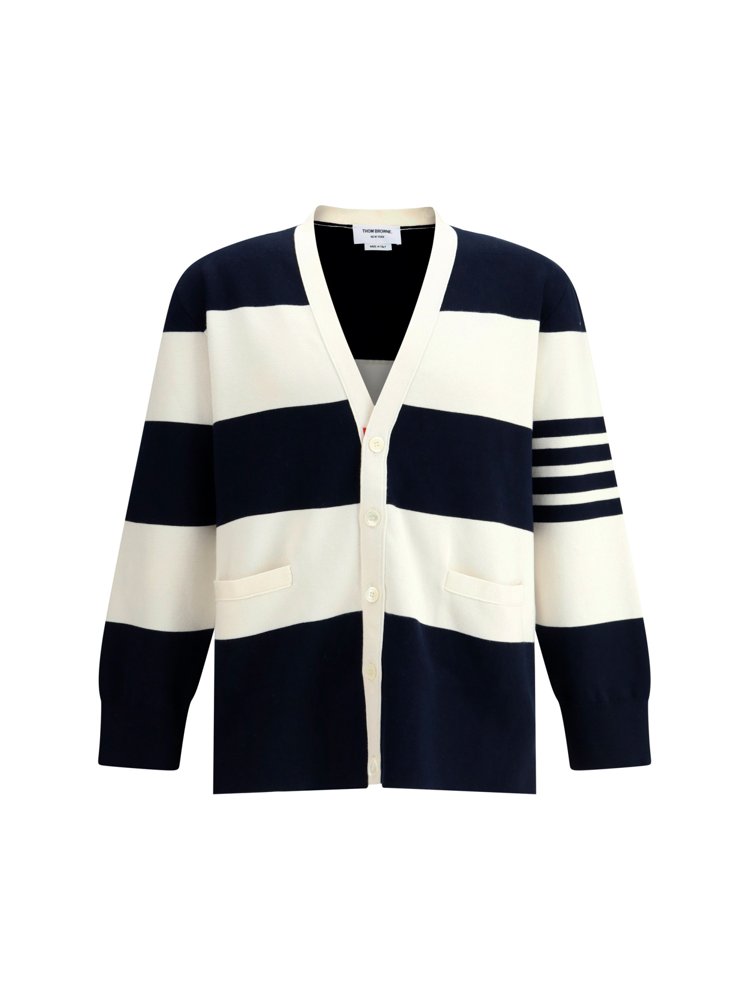Shop Thom Browne Striped Cardigan In Black