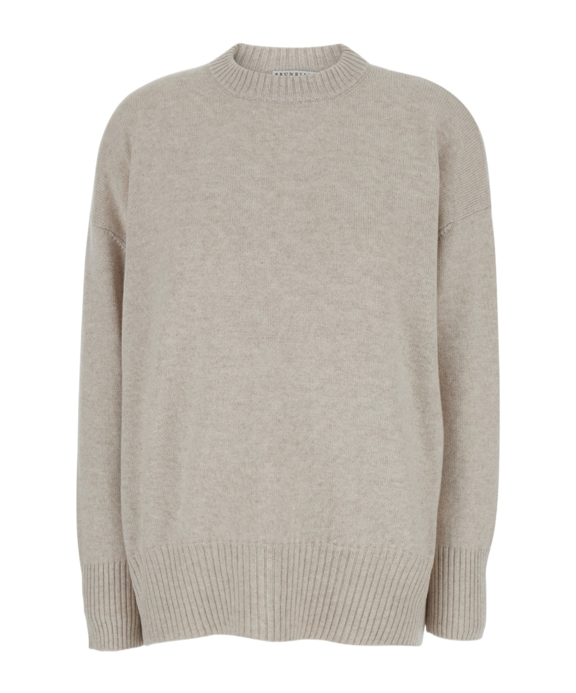 Brunello Cucinelli Oversized Sweater With Ribbed Trim In Cashmere Woman In Nude