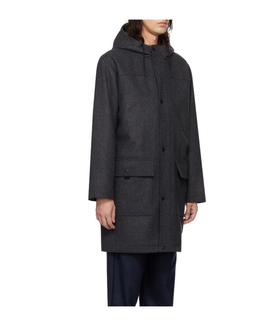 Apc Dave's Hooded Coat In Black