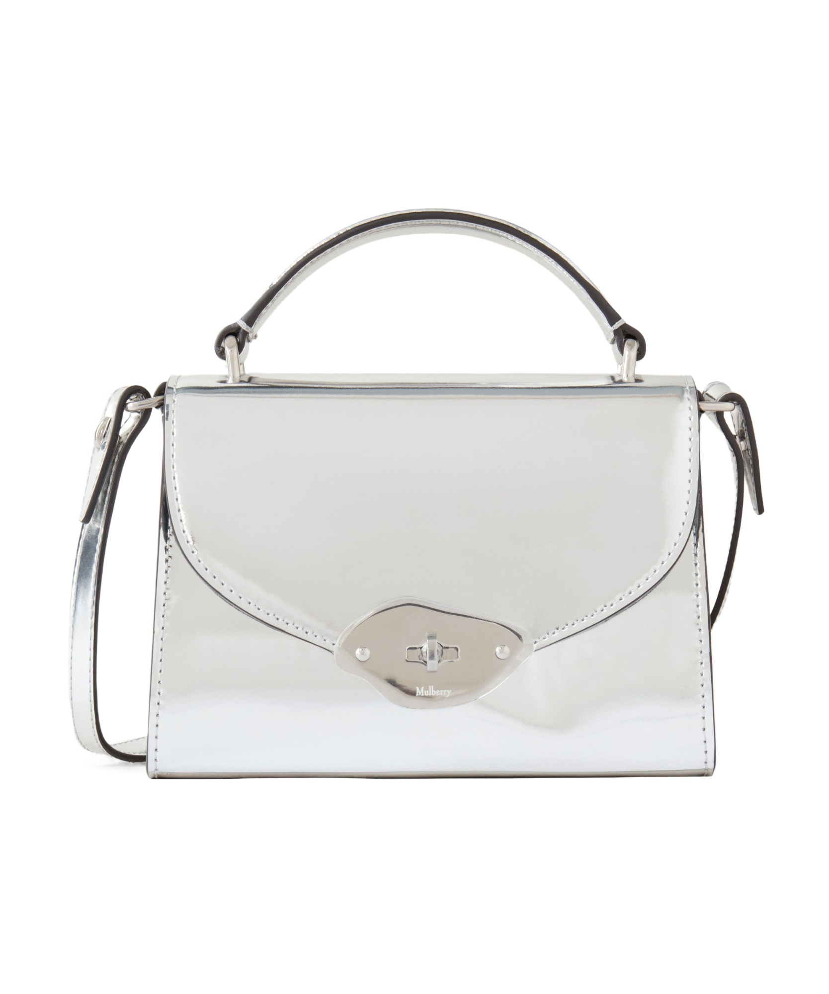 Mulberry Lana High Gloss Leather Top Handle Bag In White