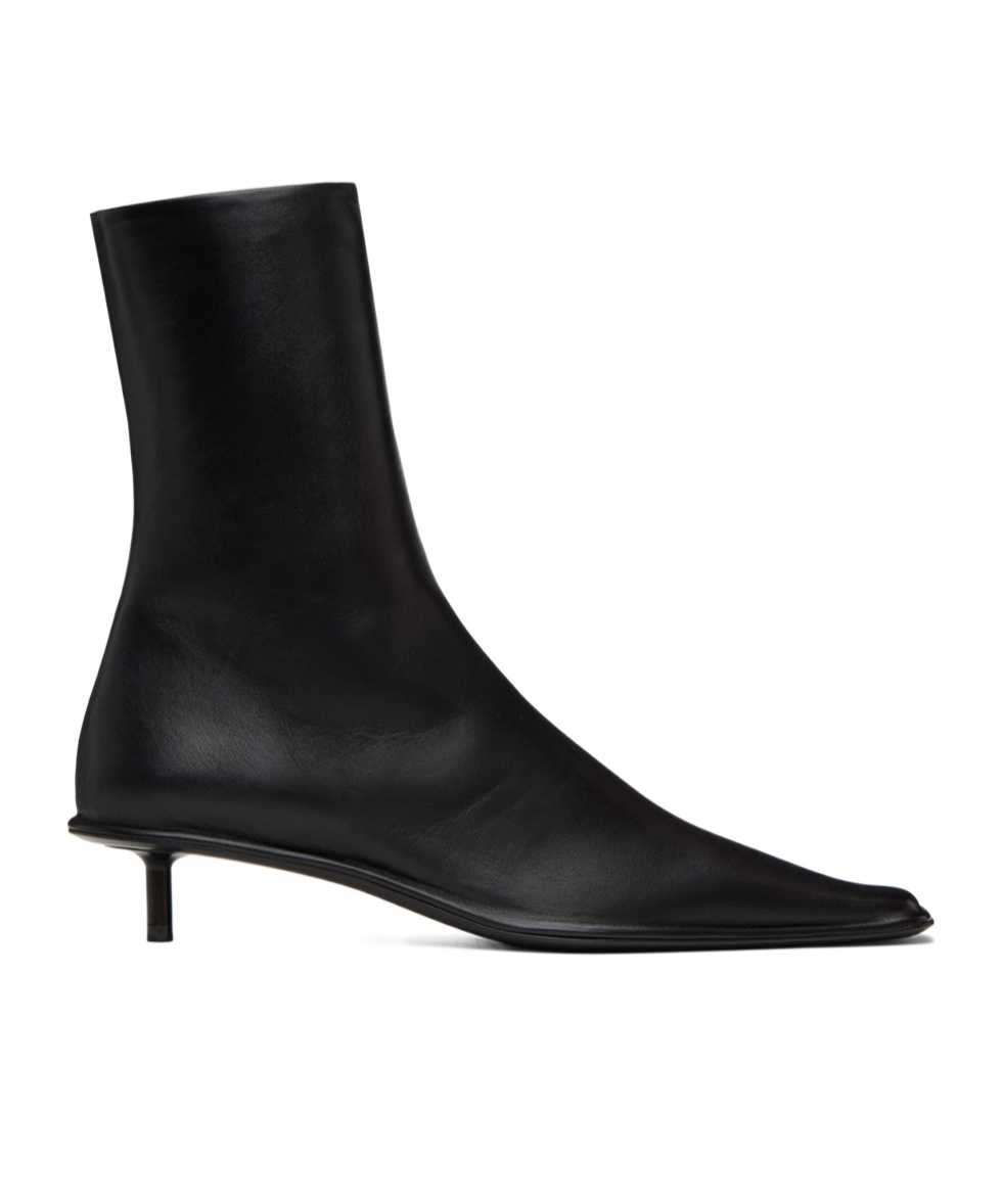 Jil Sander Black Square Toe Boots In Black