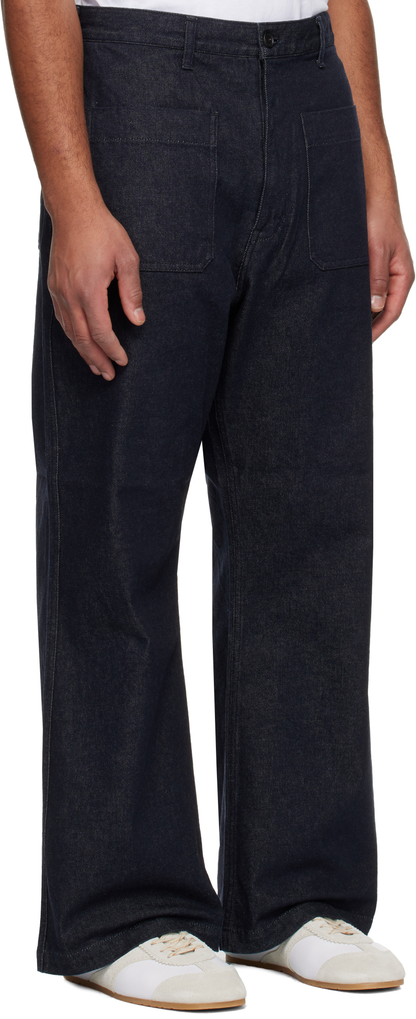 Comme Des Garçons Relaxed Fit Wide Leg Denim Trousers In Blue