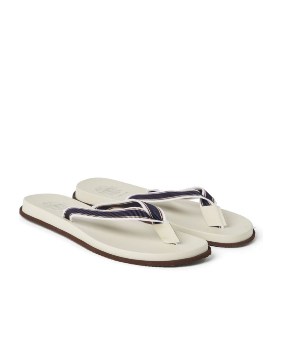 Brunello Cucinelli Striped Slippers In White
