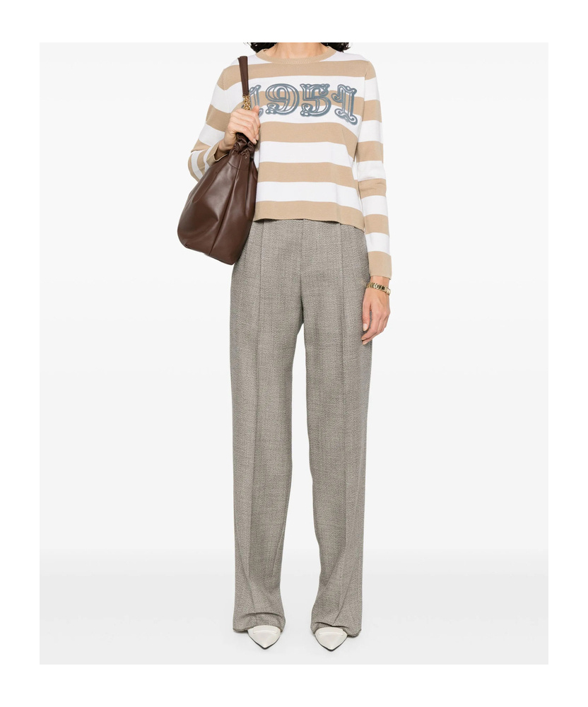 Max Mara Sleeveless Crew Neck Top With Embroidered Detail In Multi
