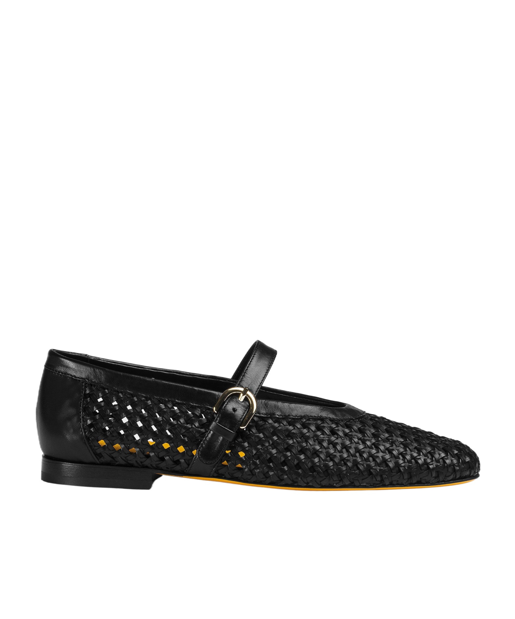 Doucal's Black Leather Ballet Flat With Strap In Black