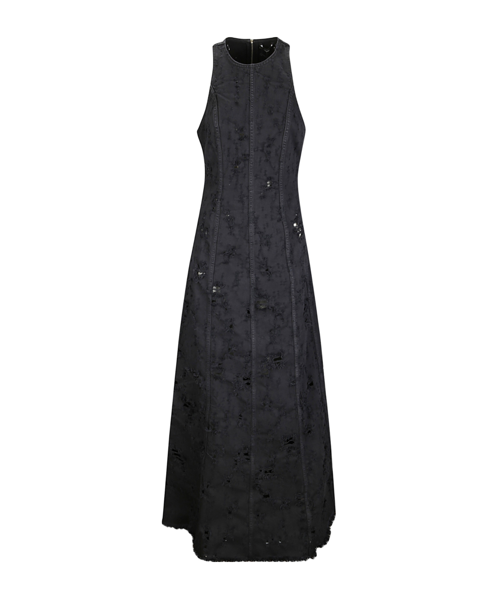 Haikure Long Dark Grey Dress With Rips In Black