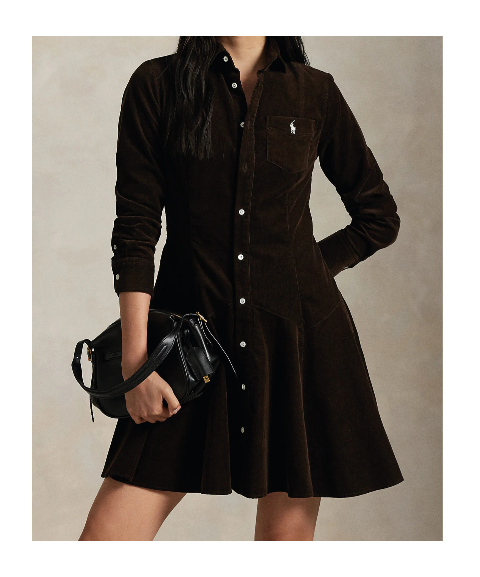Polo Ralph Lauren Cotton Corduroy A-line Shirtdress In Burgundy
