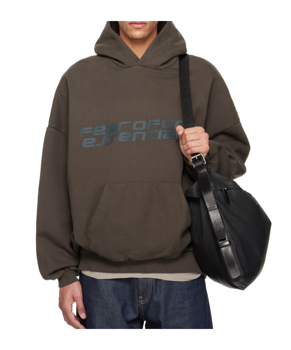 Essentials Heavy Fleece 90s Hoodie In Brown