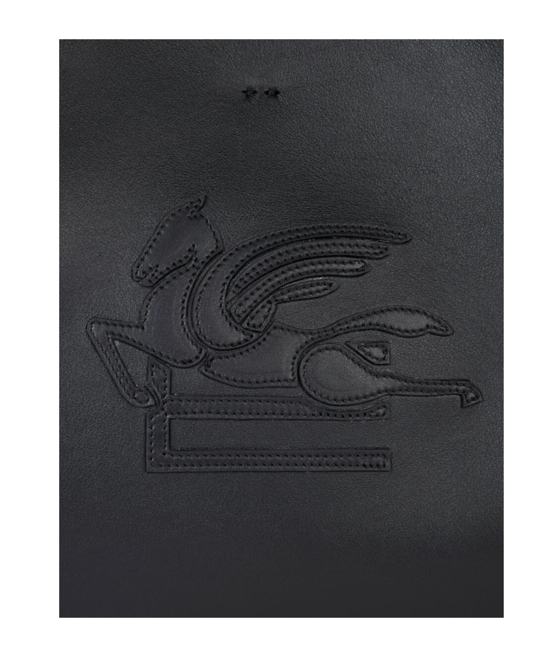 Etro 'libra' Black Shopper With Tone On Tone Pegaso Motif In Black