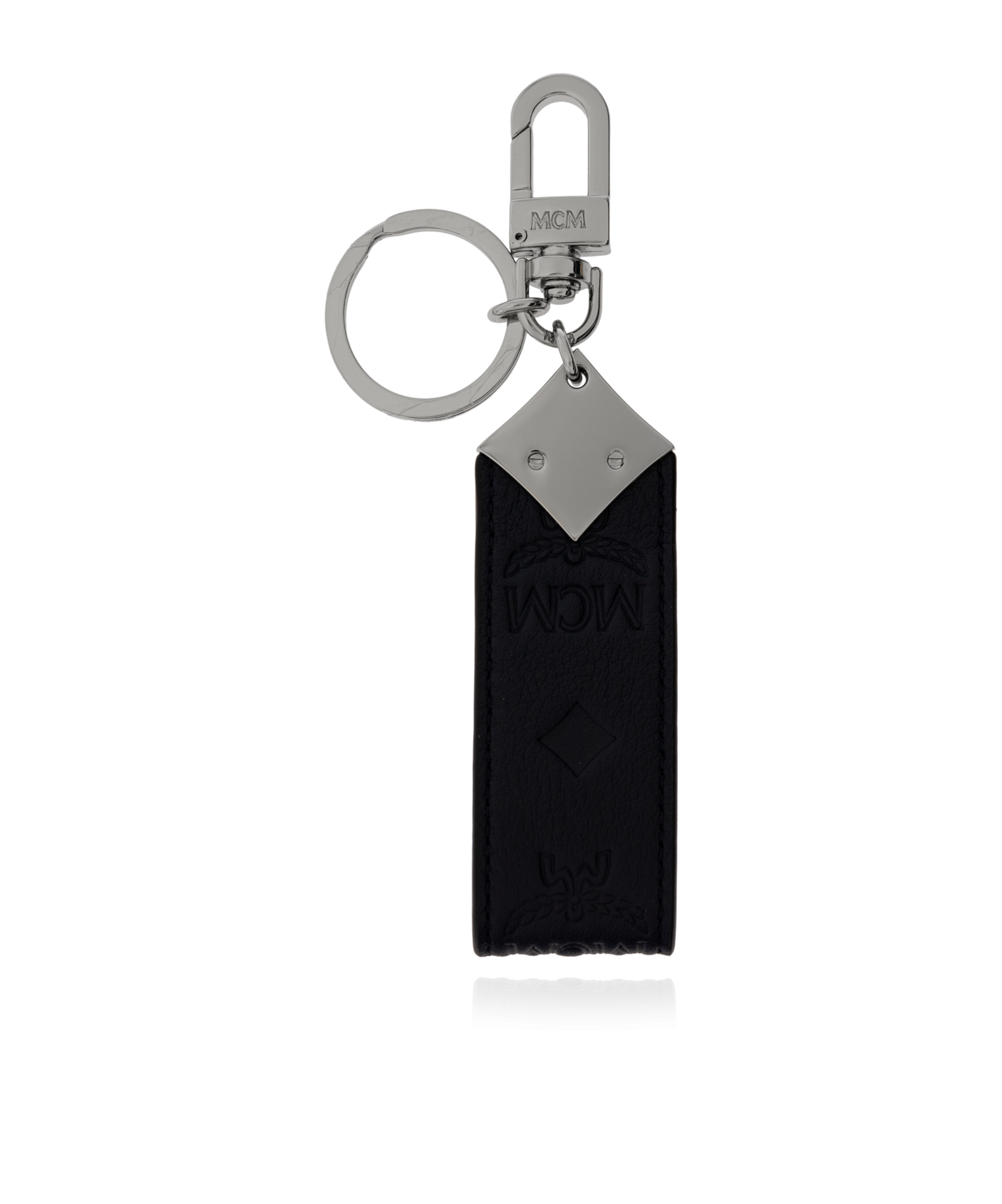 Mcm Leather Key Chain In Black