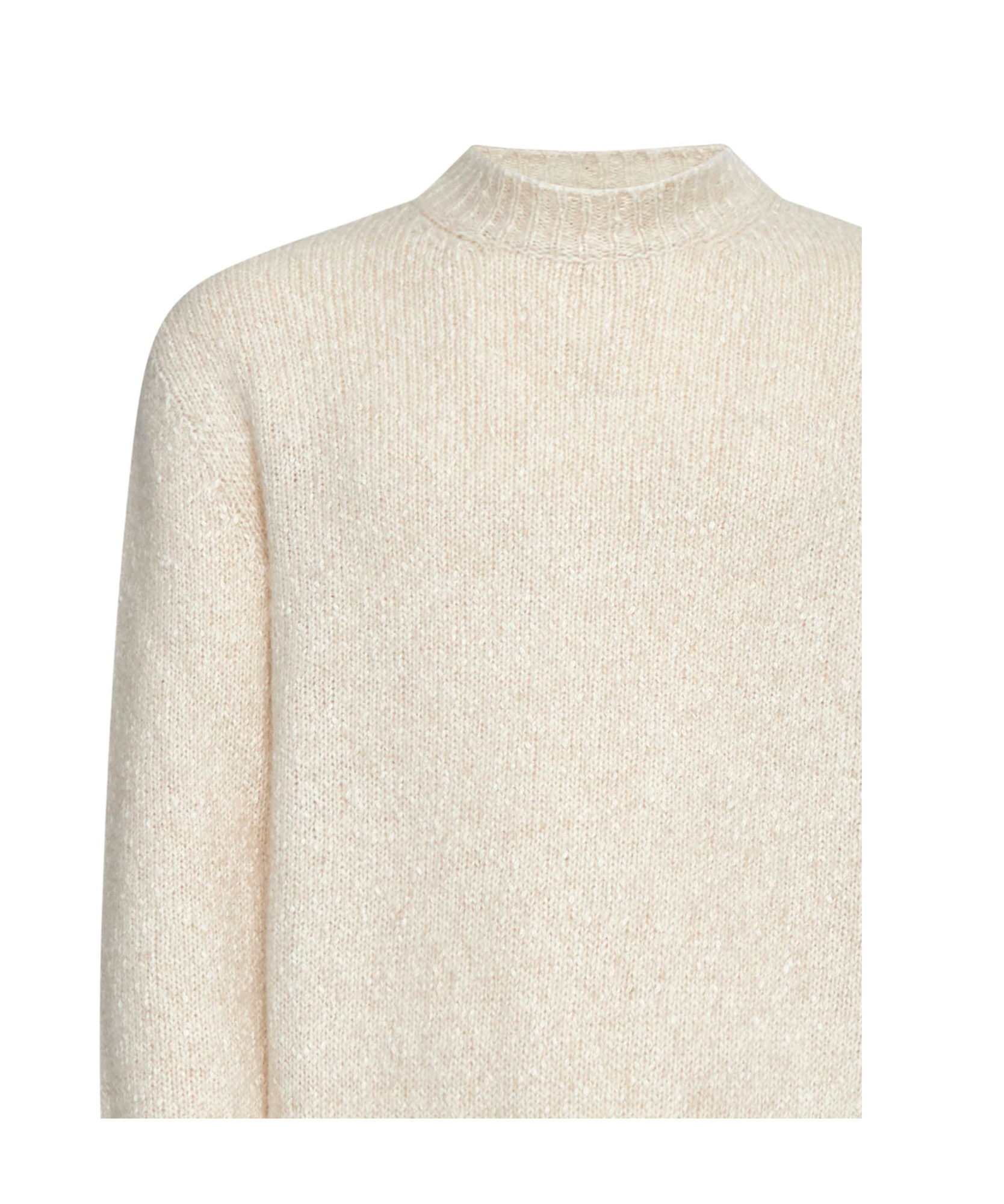 Lardini Ivory Bouclé-effect Crewneck Sweater In Nude