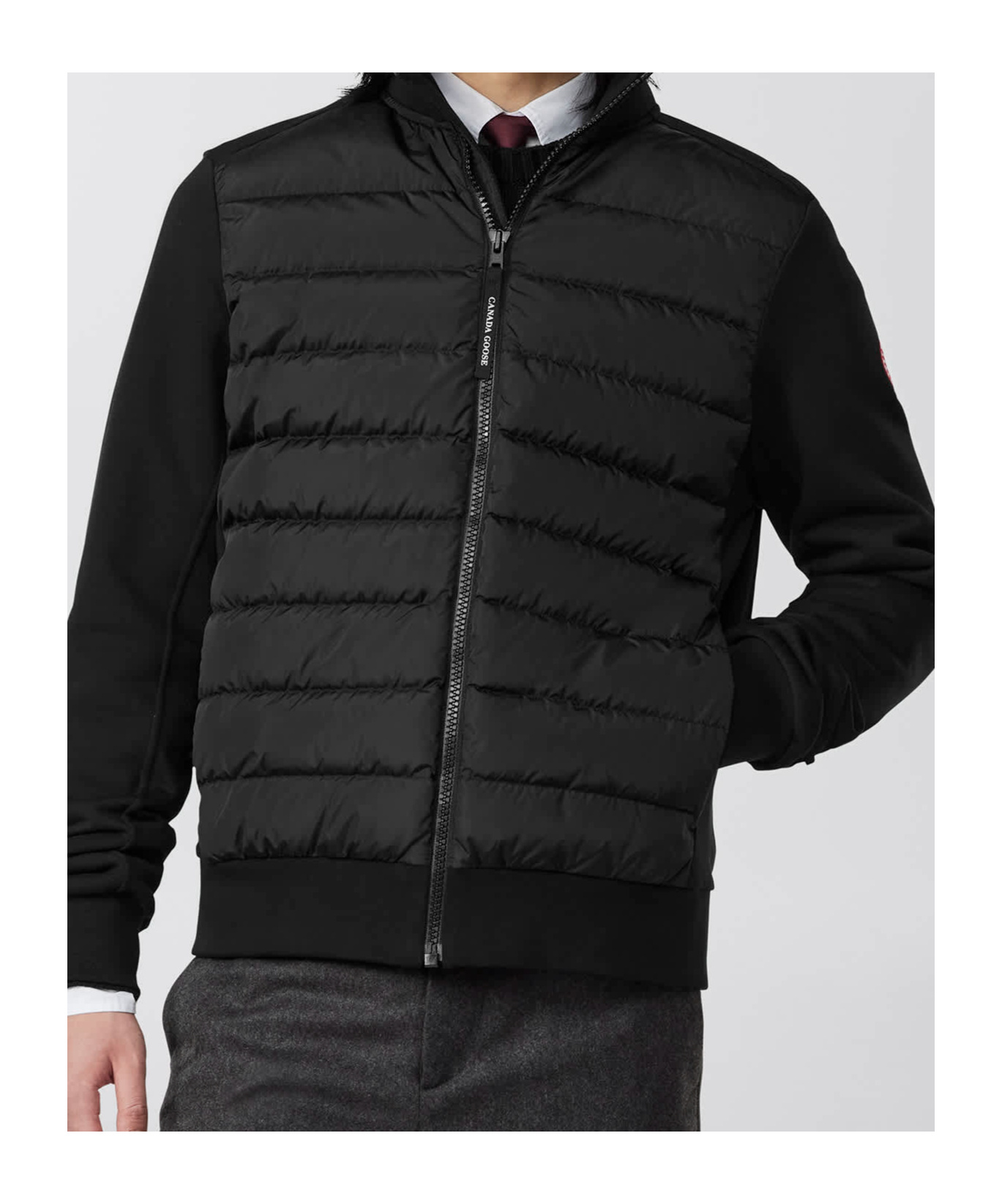 Canada Goose Wattierte Hybridge Huron Jacke Mit Reissverschluss In Black
