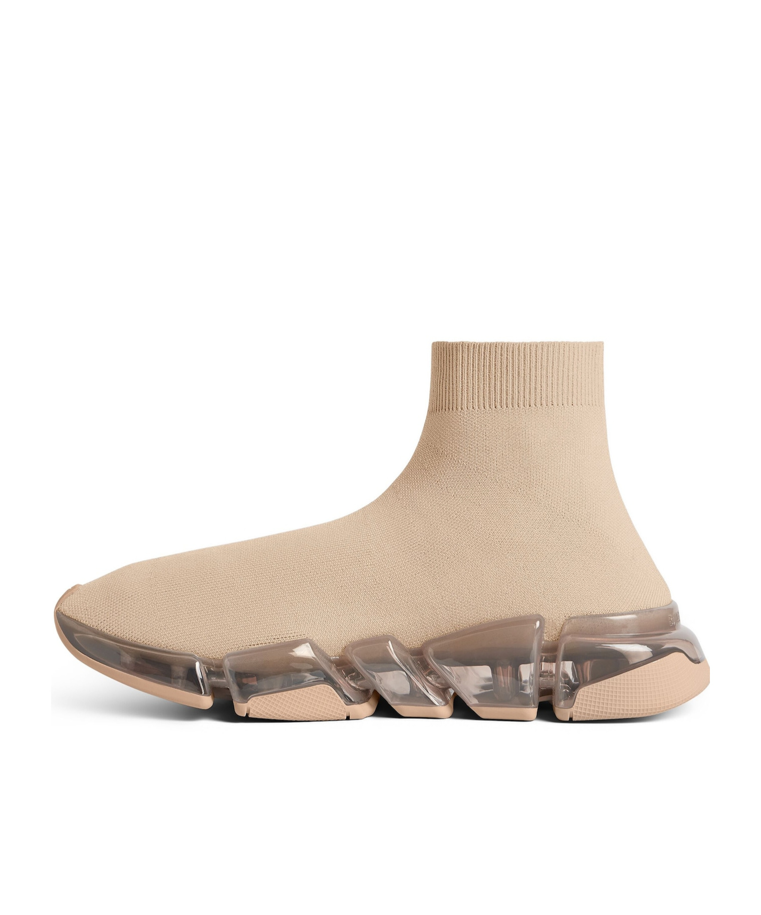 Balenciaga Men's Speed 2.0 Full Clear Sole Recycled Knit Sneaker In Beige In Neutral