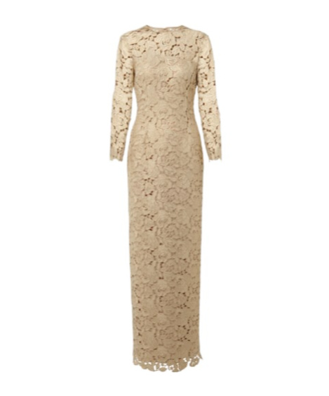 Oscar De La Renta Floral Lace Gown In Brown
