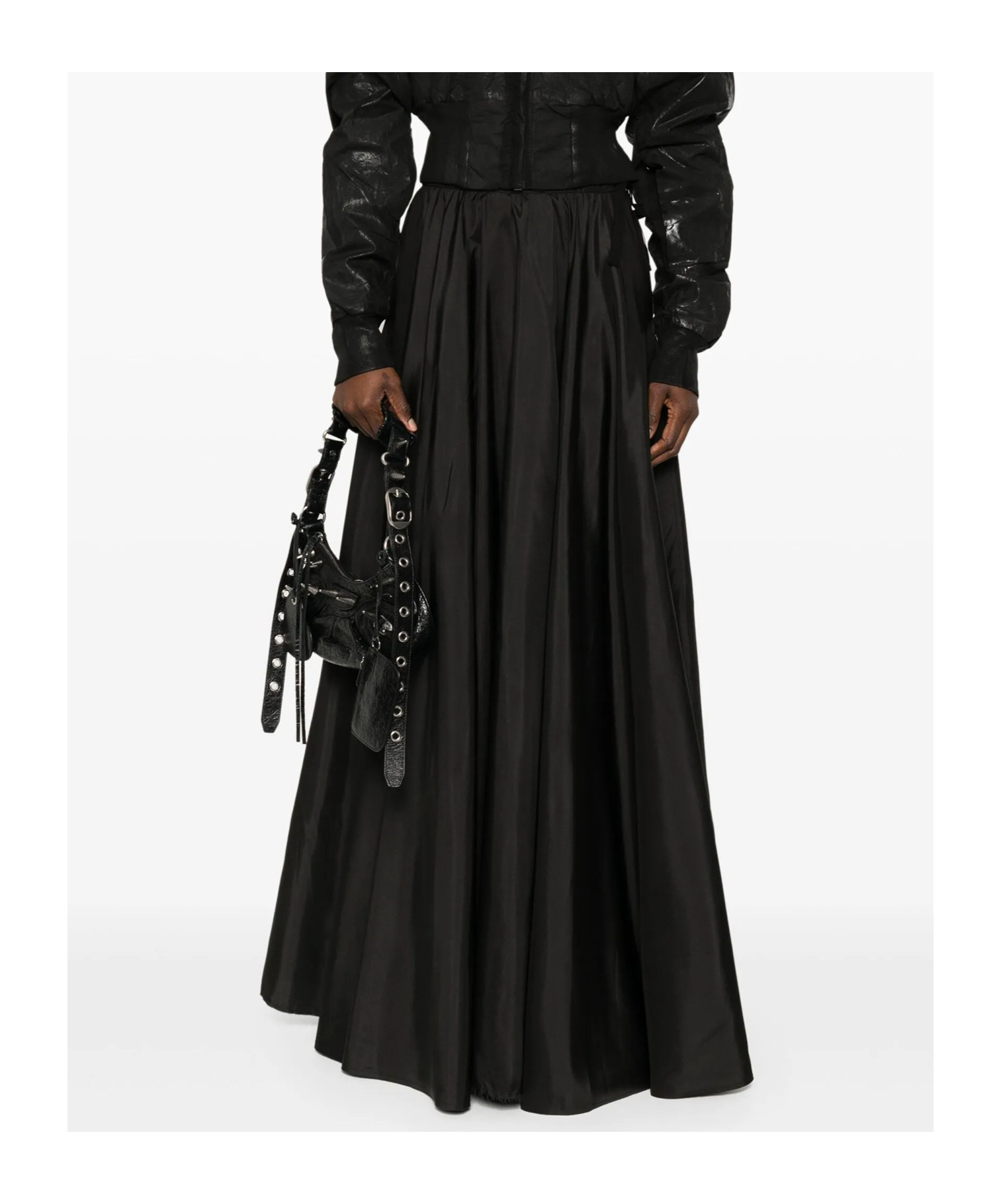 Mm6 Maison Margiela Taffeta Maxi Skirt In Black