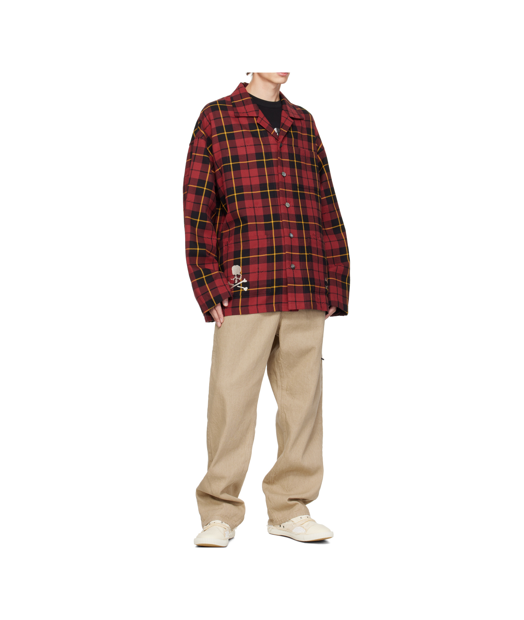 Mastermind Japan Burgundy Plaid Shirt Jacket In Red