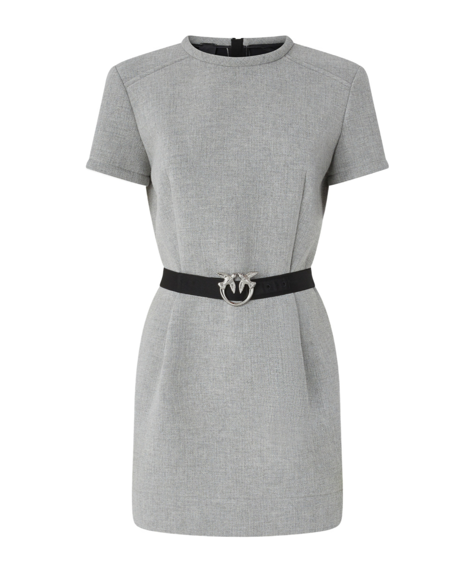 Pinko Belted Short-sleeve Mini Dress In Gray