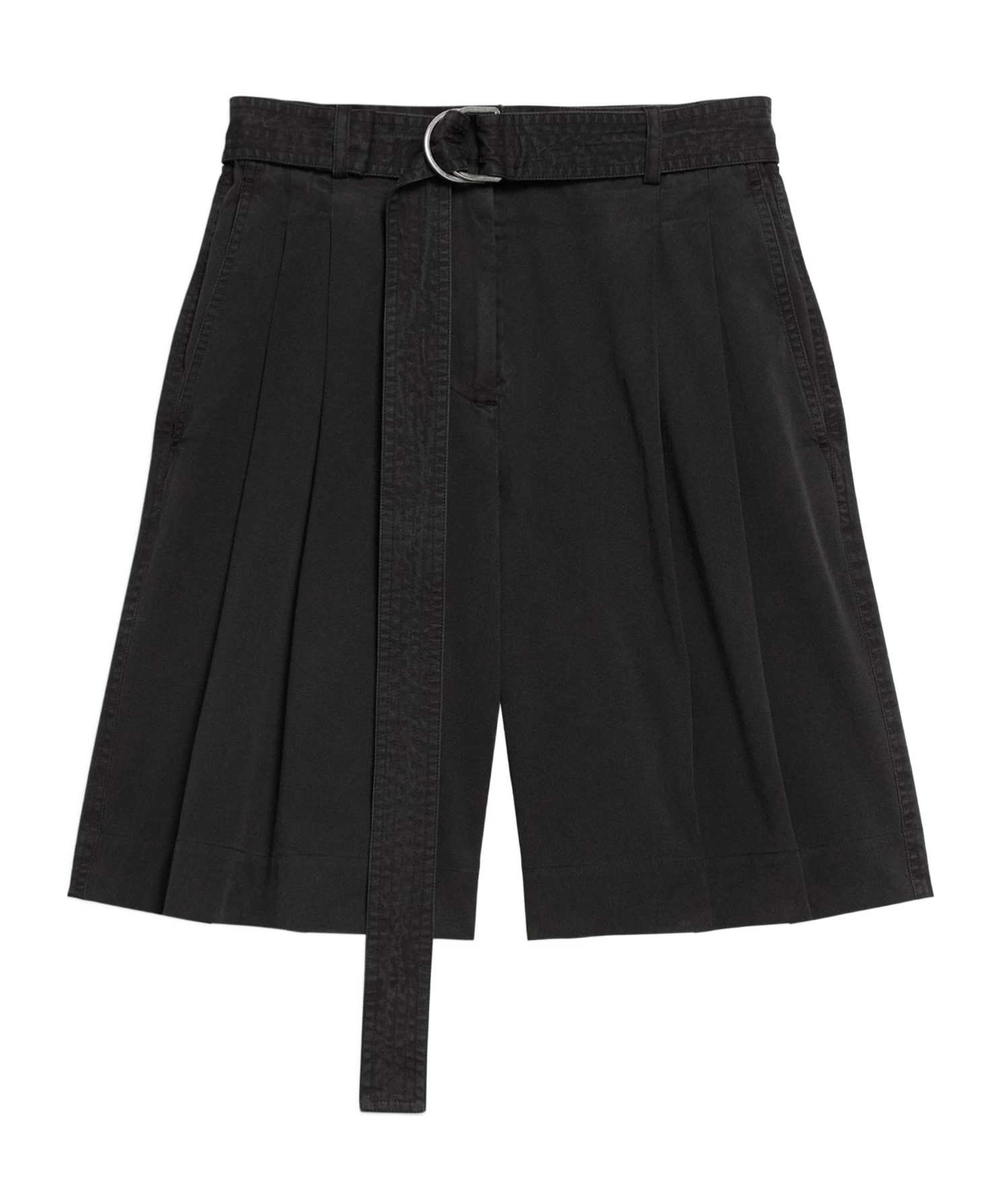 Helmut Lang Wide Pleated Shorts In Black