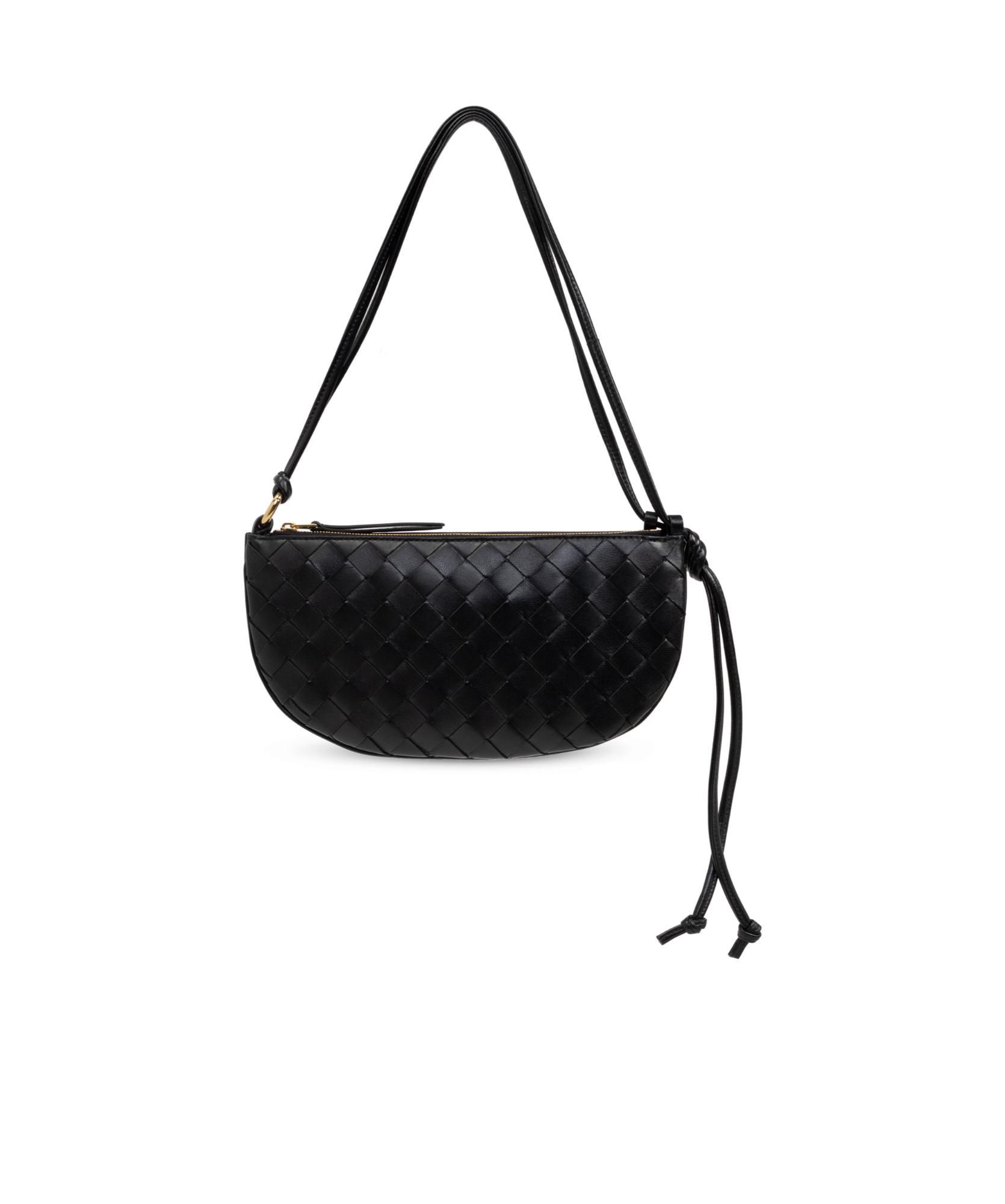Bottega Veneta Mini Intrecciato Pattern Handbag With Detachable Pouch In Black