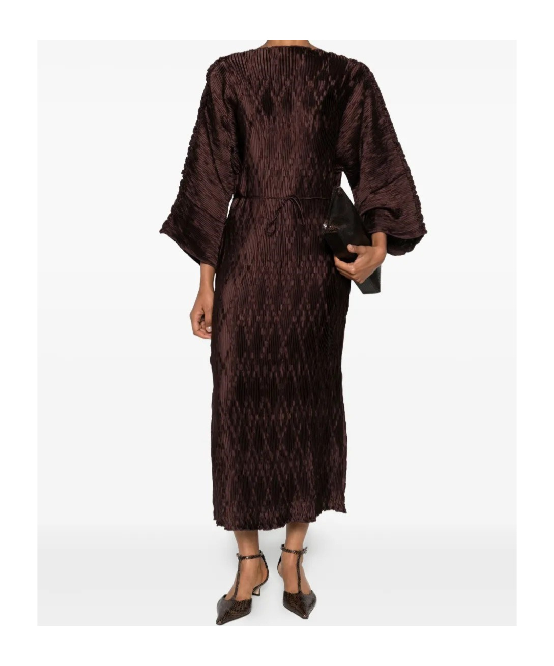 By Malene Birger Belted Pleated Dress In Burgundy