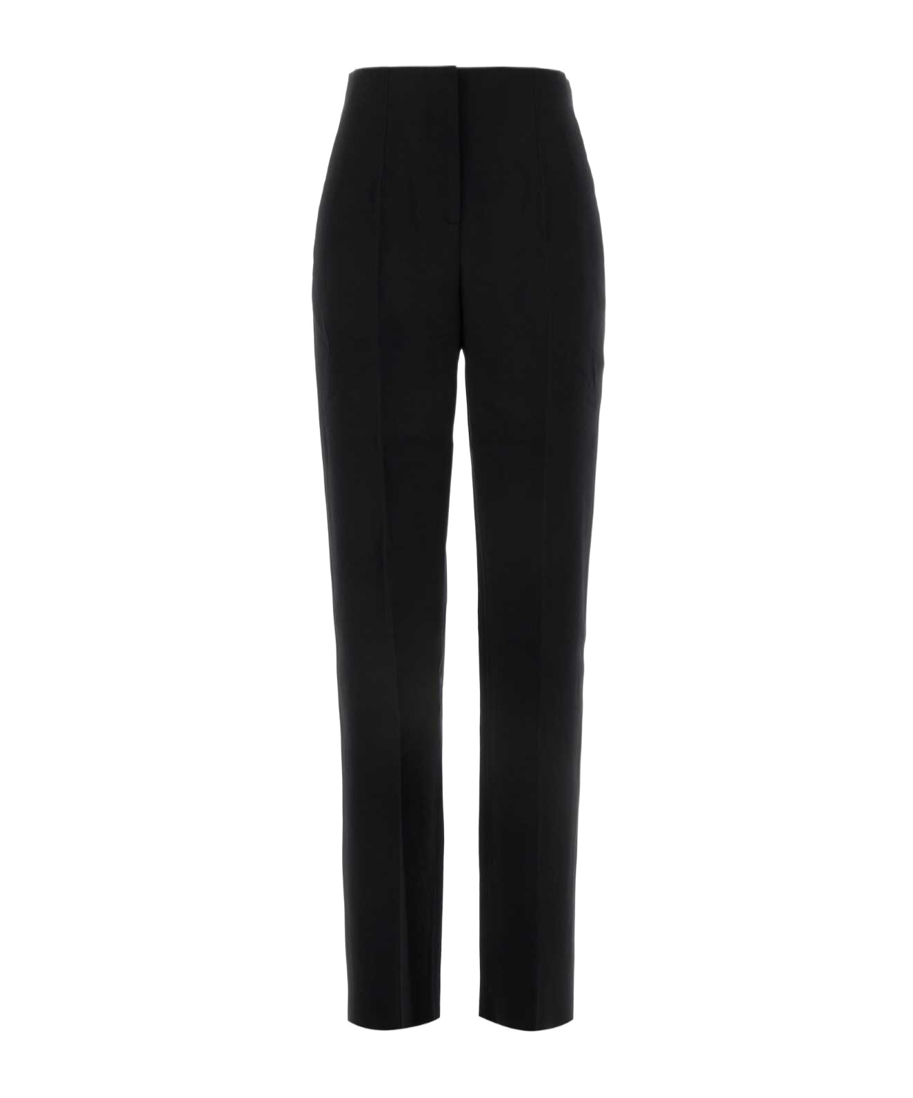 Giorgio Armani High-waisted Wool Trousers In Black