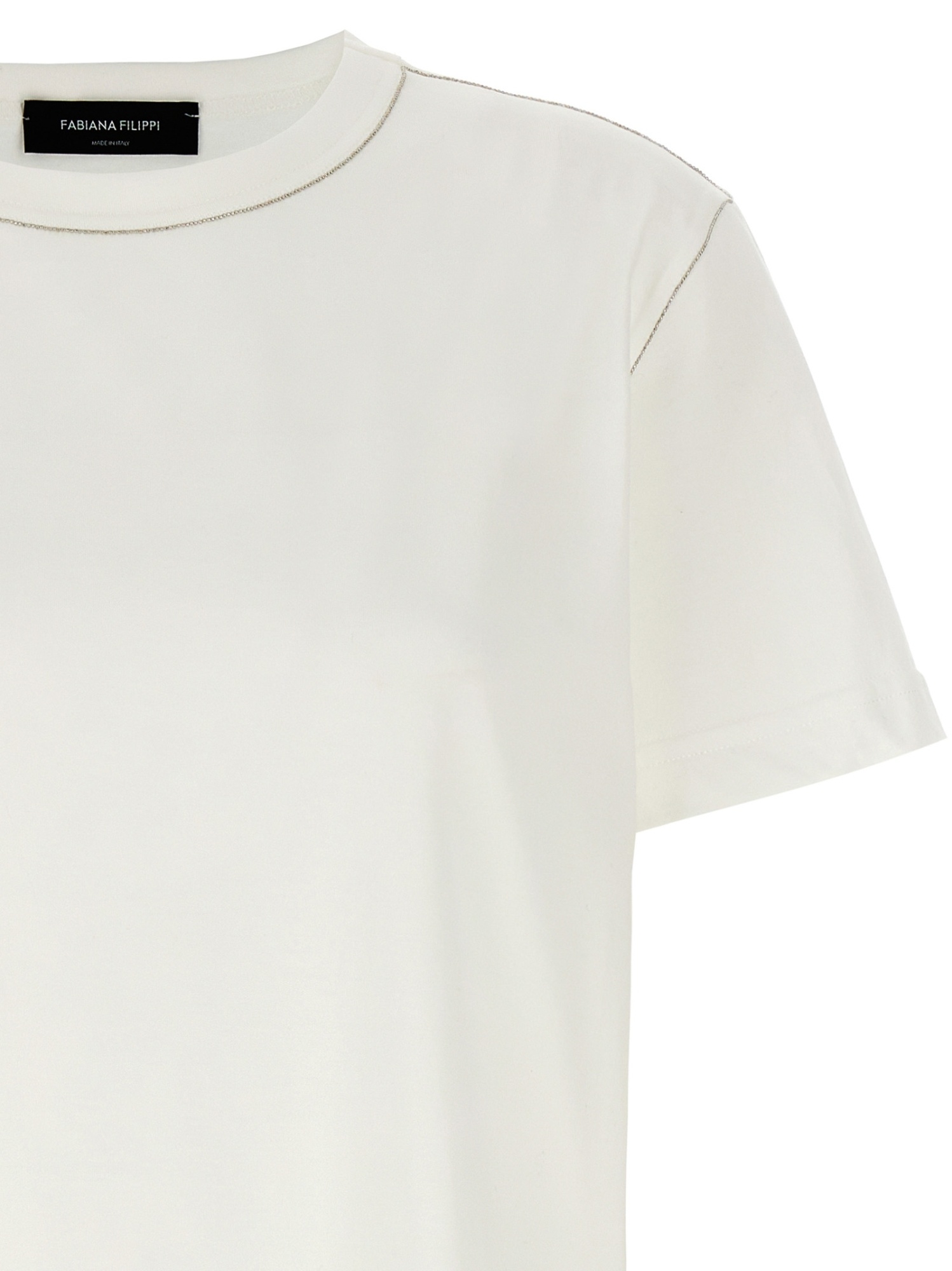 Shop Fabiana Filippi Beaded T-shirt In White
