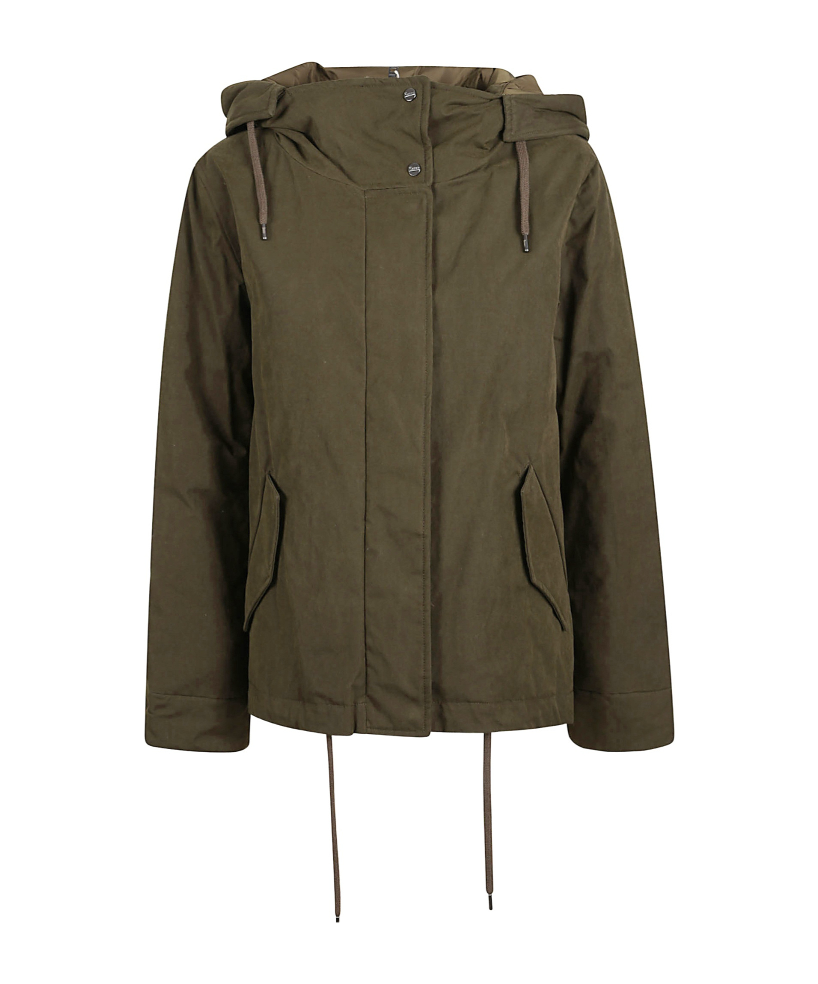 Herno Long-sleeved Hooded Down Jacket In Brown