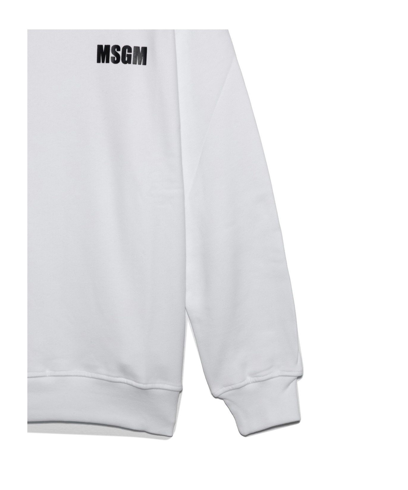 Msgm Round Collar Printed Sweatshirt In White