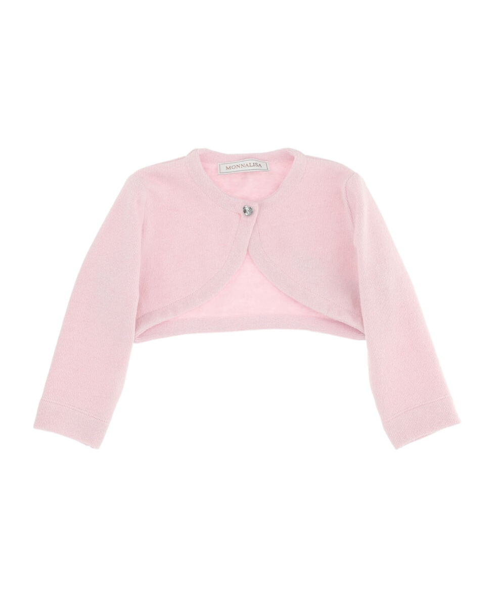 Monnalisa Cropped Knitted Cardigan In Pink