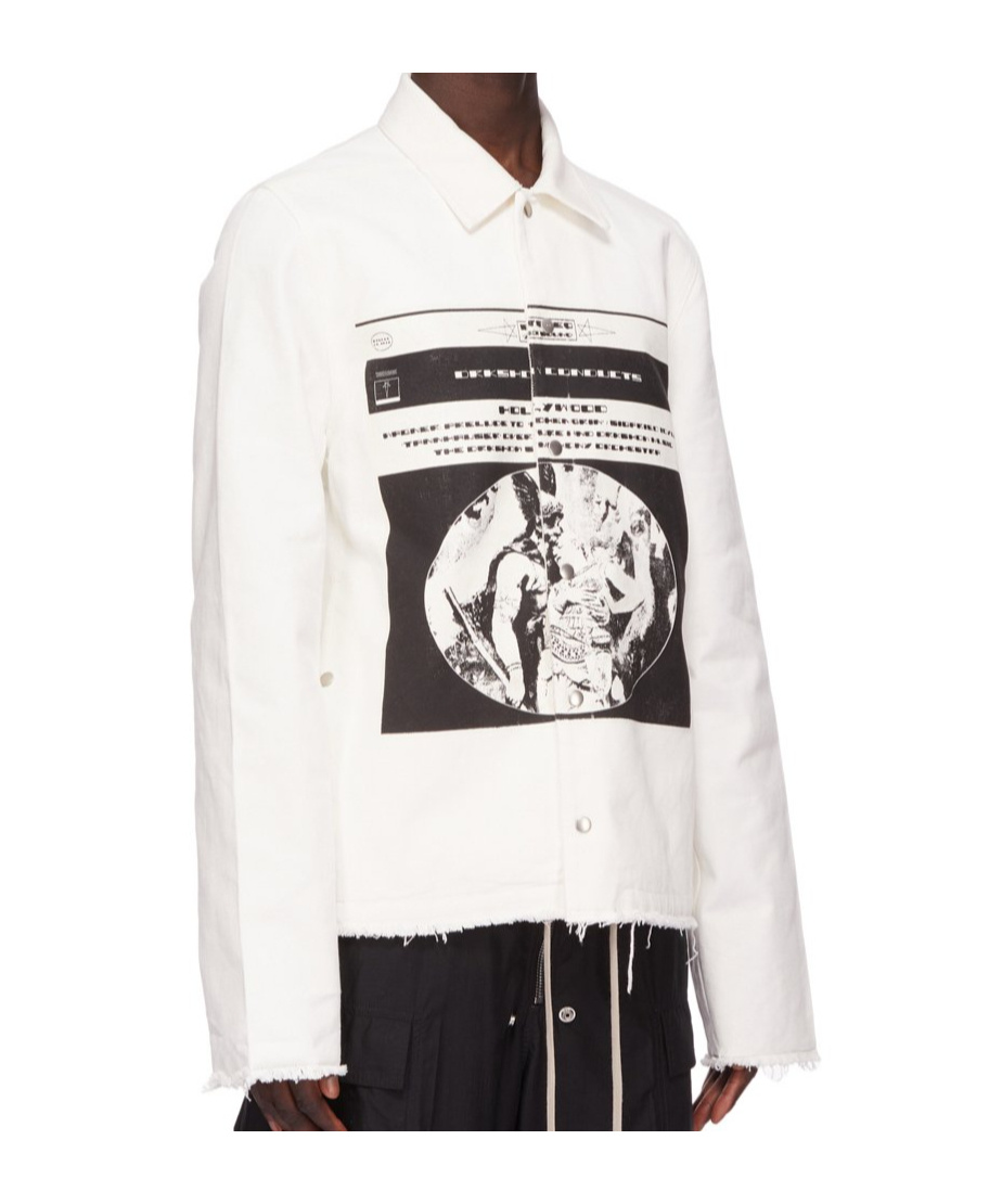 Rick Owens Drkshdw Hollywood Snapfront Opera Printed Jacket In White